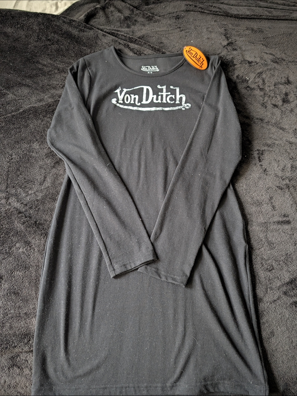 Von Dutch Black Long Sleeve Logo Dress
